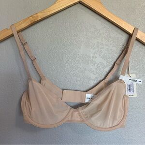 Smoothez by Aerie Size 32D Cream Tan Unlined Sheer Mesh Underwire Bra NWT